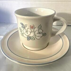 vintage Hearthside Stoneware cup & saucer Fleur de Lune pattern, replacement